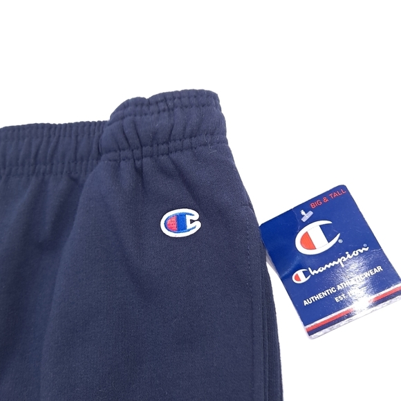 Champion Men's Big & Tall Navy Blue Fleece Sweat Shorts Pockets Logo - Size 5XL - Picture 3 of 9